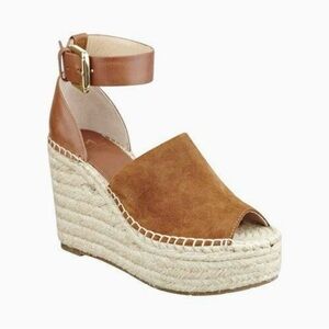 MARC FISHER Adalyn Espadrille Wedge Sandal Tan Leather Sandals Women’s Shoes